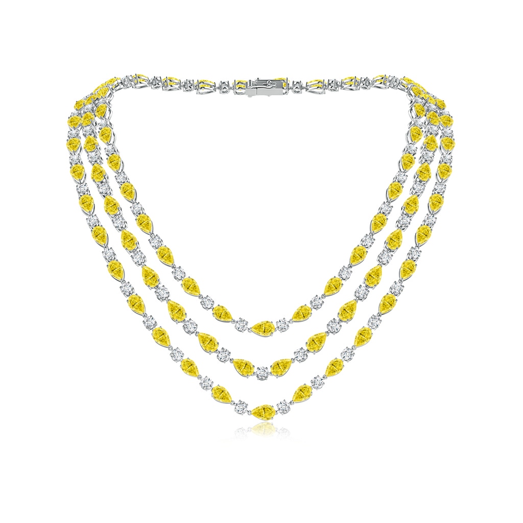 8x5mm Labgrown Aurora Lab-Grown Fancy Intense Yellow and White Diamond Layered Necklace in 18K White Gold