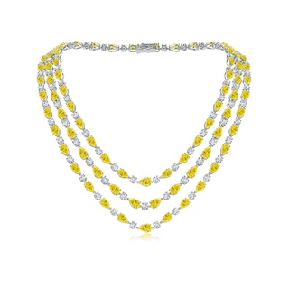 8x5mm Labgrown Aurora Lab-Grown Fancy Intense Yellow and White Diamond Layered Necklace in 18K White Gold