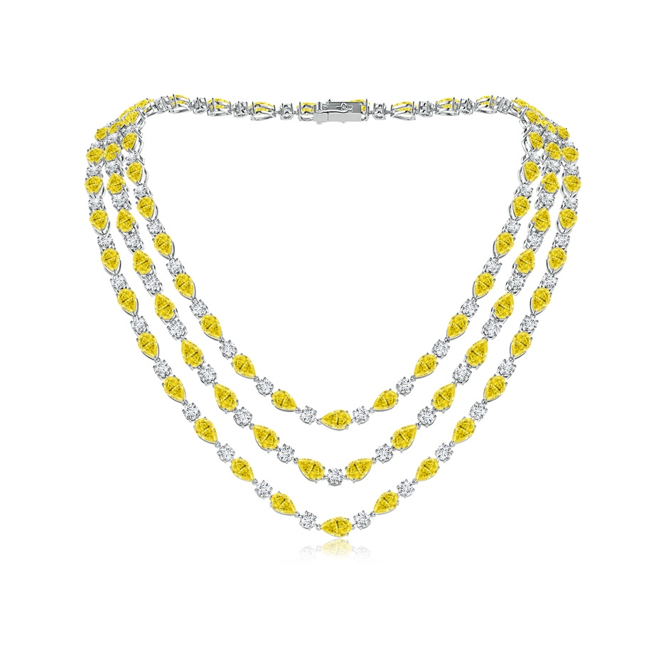 8x5mm Labgrown Aurora Lab-Grown Fancy Intense Yellow and White Diamond Layered Necklace in 18K White Gold 