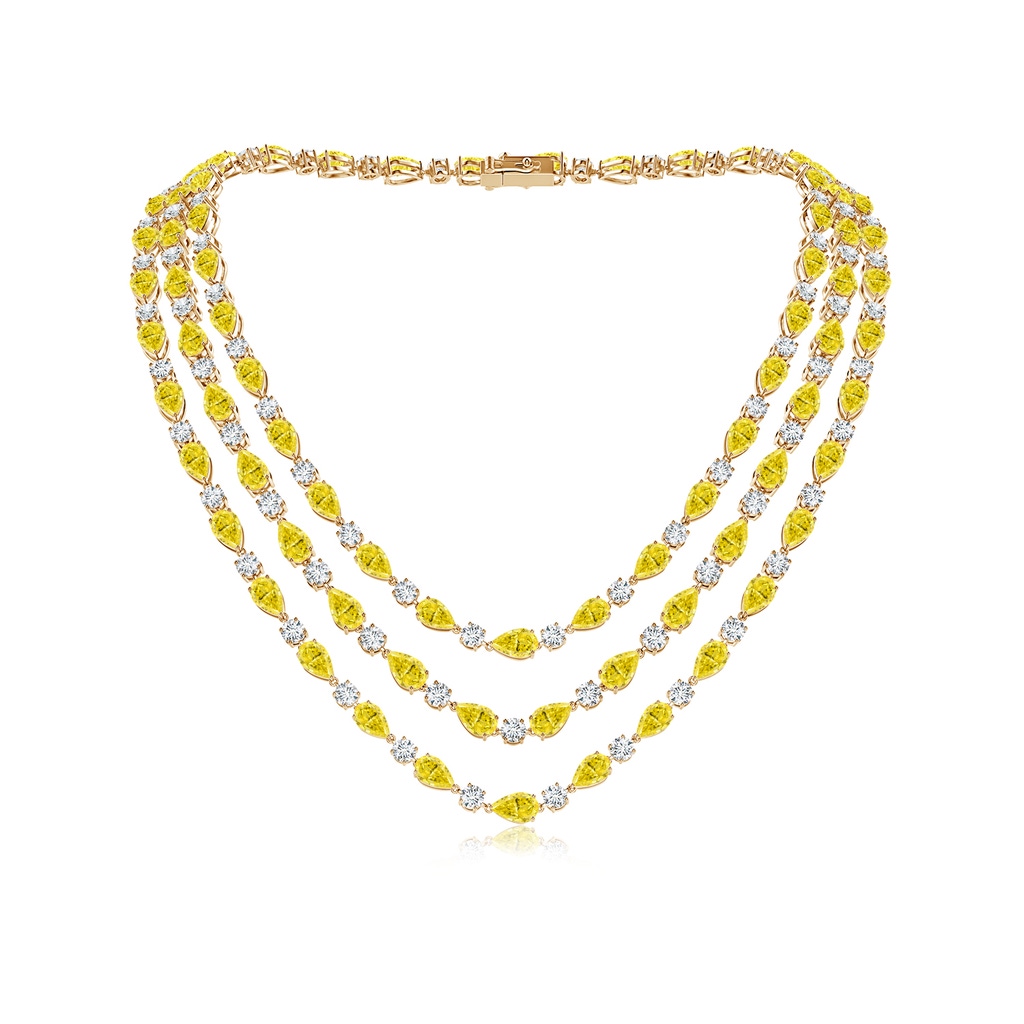 8x5mm Labgrown Aurora Lab-Grown Fancy Intense Yellow and White Diamond Layered Necklace in 18K Yellow Gold