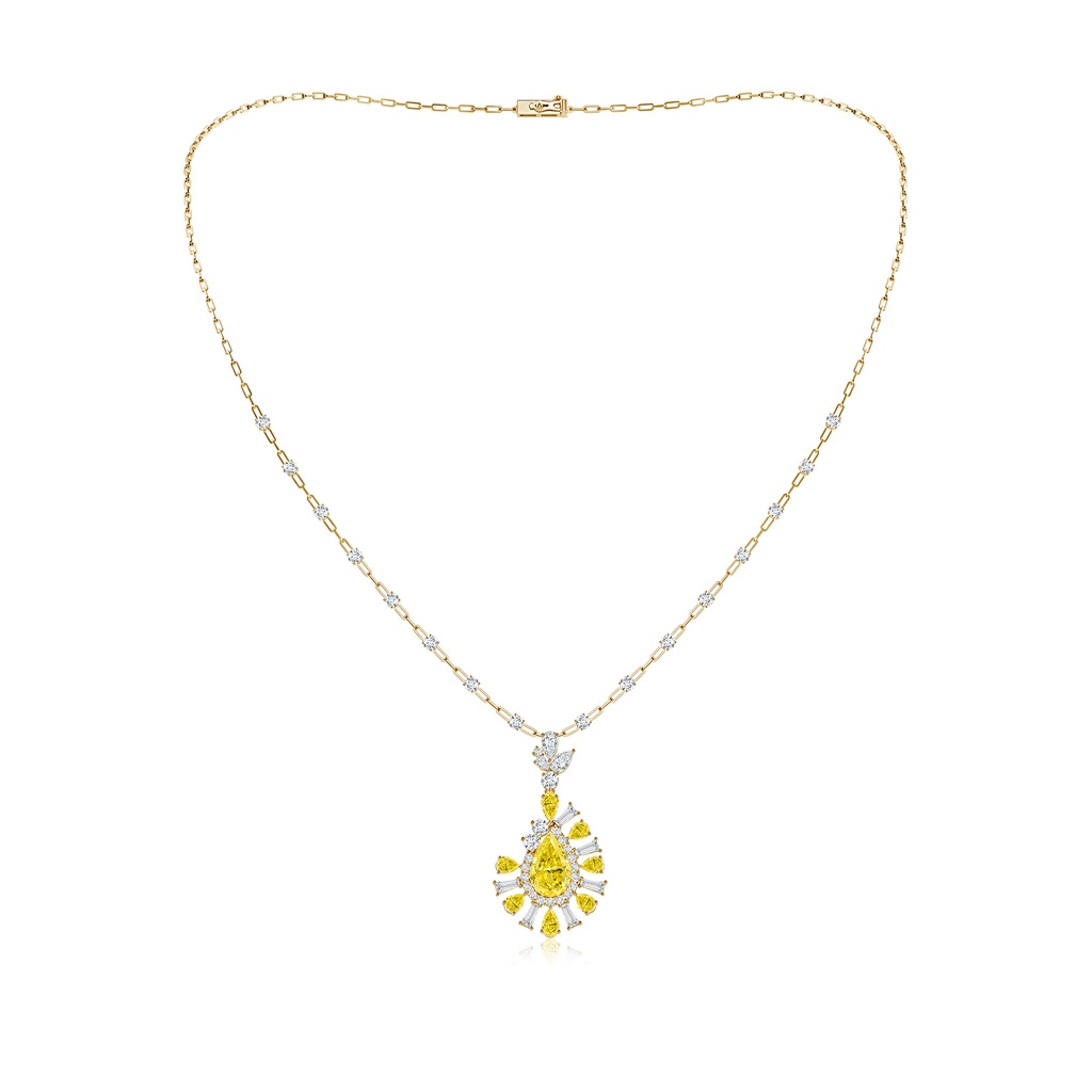 11x7mm Labgrown Aurora Lab-Grown Fancy Intense Yellow Diamond Fragmented Drop Statement Necklace in 18K Yellow Gold