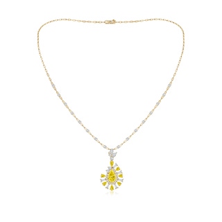 11x7mm Labgrown Aurora Lab-Grown Fancy Intense Yellow Diamond Fragmented Drop Statement Necklace in 18K Yellow Gold