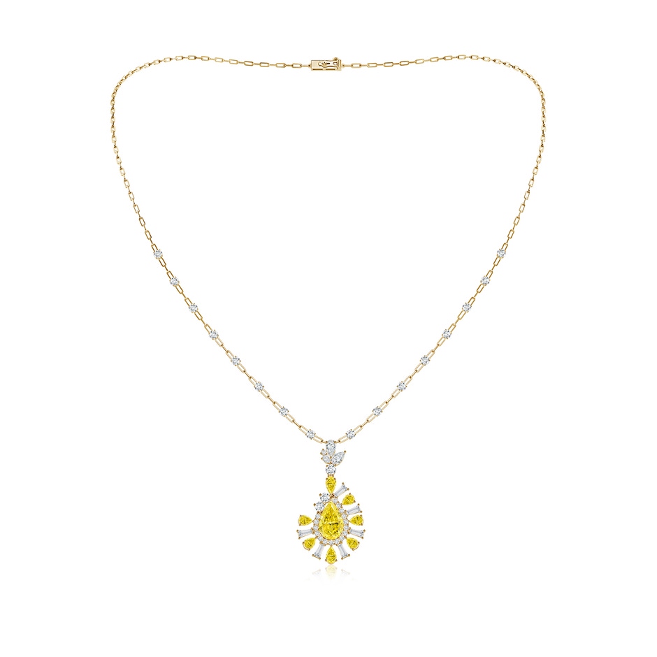 11x7mm Labgrown Aurora Lab-Grown Fancy Intense Yellow Diamond Fragmented Drop Statement Necklace in 18K Yellow Gold 