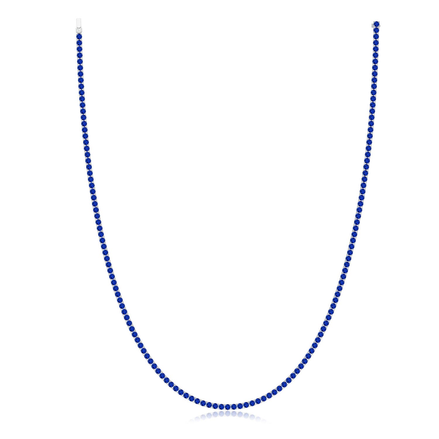 3.7mm Labgrown Lab-Grown Blue Sapphire Men�s Tennis Necklace in White Gold - side 1 - side 3
