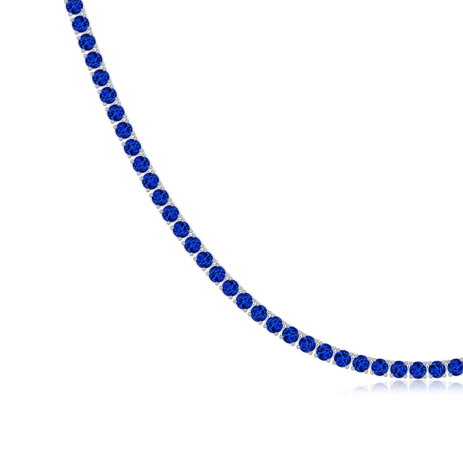 Lab-Grown Blue Sapphire Men's Tennis Necklace