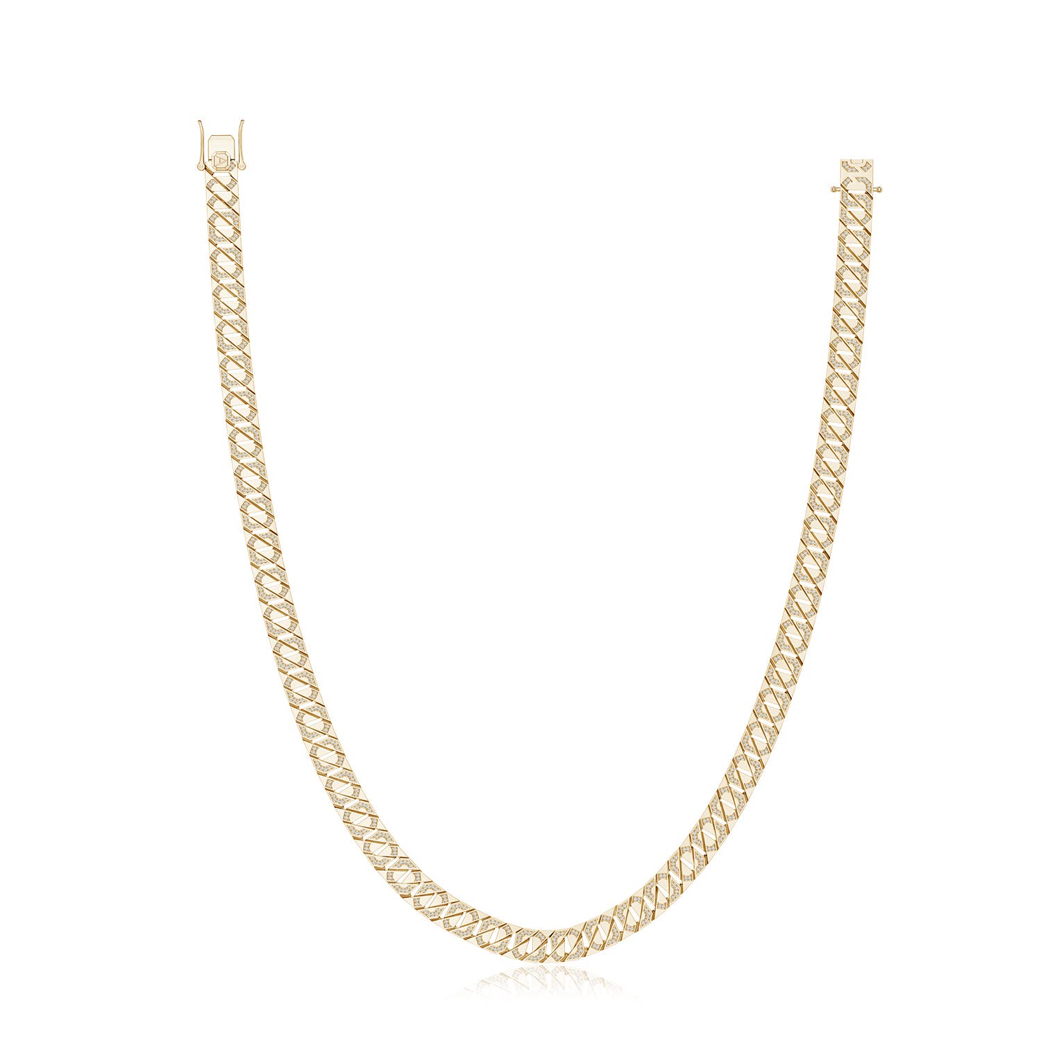 1mm FGVS Pavé-Set Lab-Grown Diamond Men's Octagon Link Chain Necklace in Yellow Gold