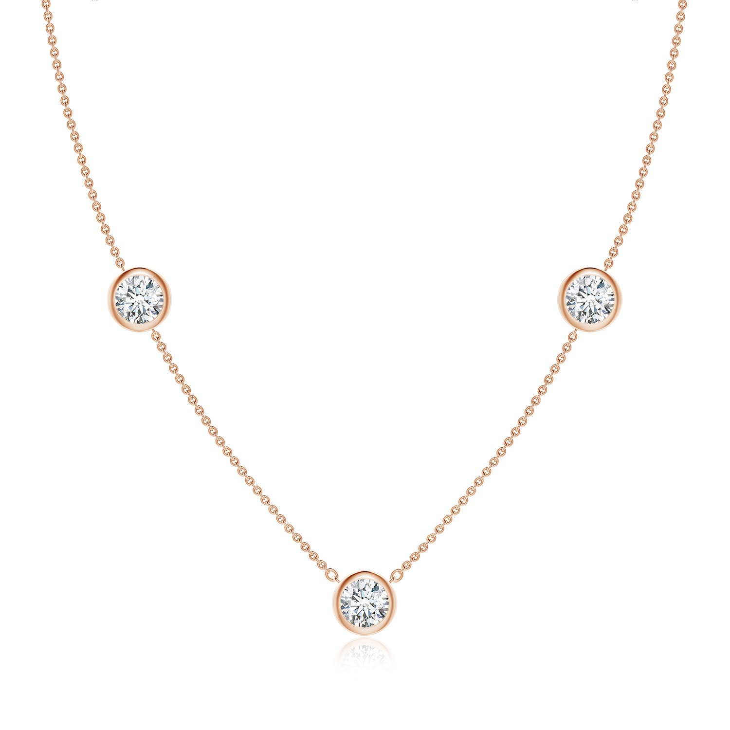 6.4mm FGVS Lab-Grown Bezel-Set Round Diamond Chain Necklace in 18K Rose Gold