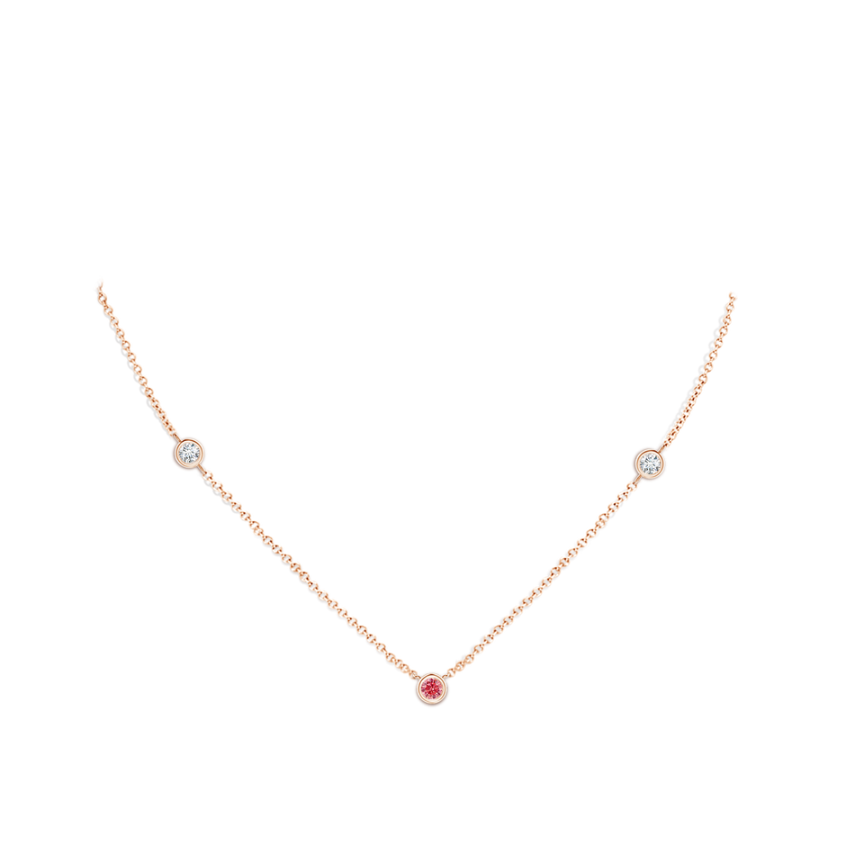 3mm Labgrown Bezel-Set Round Lab-Grown Fancy Intense Pink and White Diamond Chain Necklace in 18K Rose Gold pen