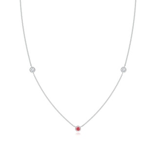 3mm Labgrown Bezel-Set Round Lab-Grown Fancy Intense Pink and White Diamond Chain Necklace in P950 Platinum