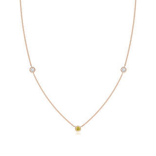 3mm Labgrown Bezel-Set Round Lab-Grown Fancy Intense Yellow and White Diamond Chain Necklace in 9K Rose Gold