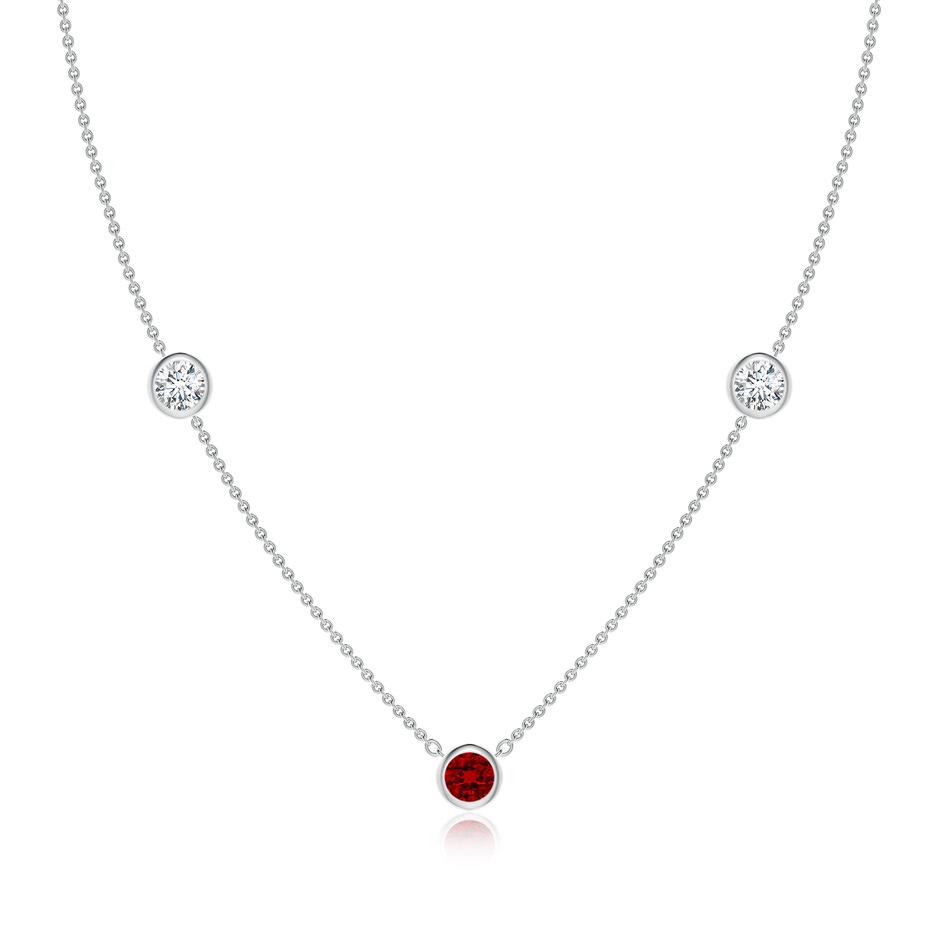5mm Labgrown Lab-Grown Round Ruby and Diamond Station Necklace in P950 Platinum 
