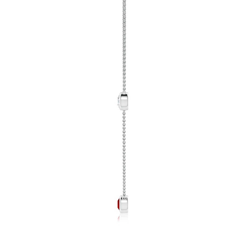 5mm Labgrown Lab-Grown Round Ruby and Diamond Station Necklace in White Gold - side 199