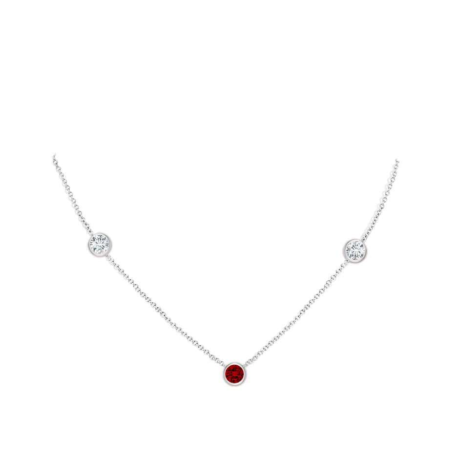 5mm Labgrown Lab-Grown Round Ruby and Diamond Station Necklace in White Gold pen