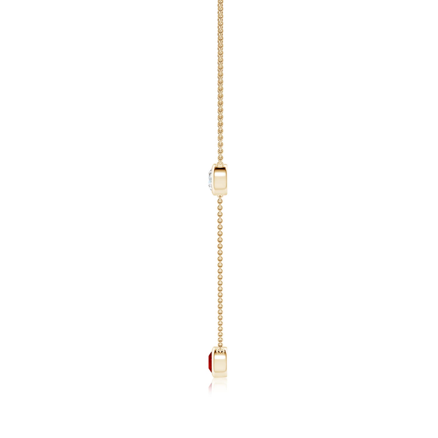 5mm Labgrown Lab-Grown Round Ruby and Diamond Station Necklace in Yellow Gold