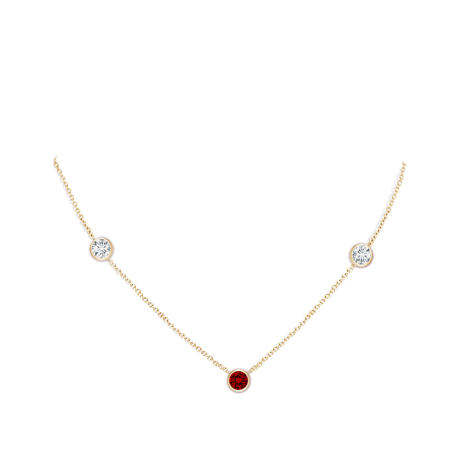 5mm Labgrown Lab-Grown Round Ruby and Diamond Station Necklace in Yellow Gold pen