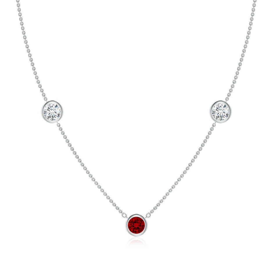 6mm Labgrown Lab-Grown Round Ruby and Diamond Station Necklace in P950 Platinum 