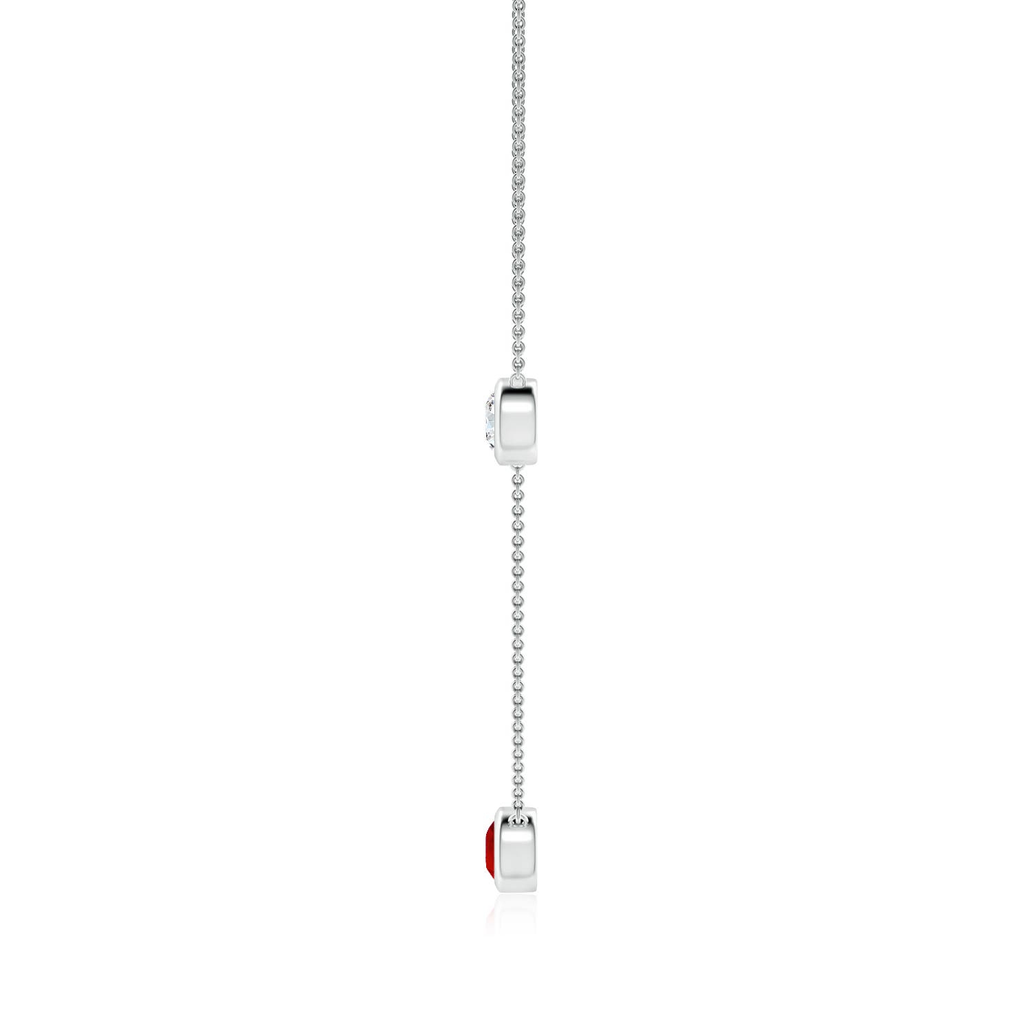 6mm Labgrown Lab-Grown Round Ruby and Diamond Station Necklace in White Gold