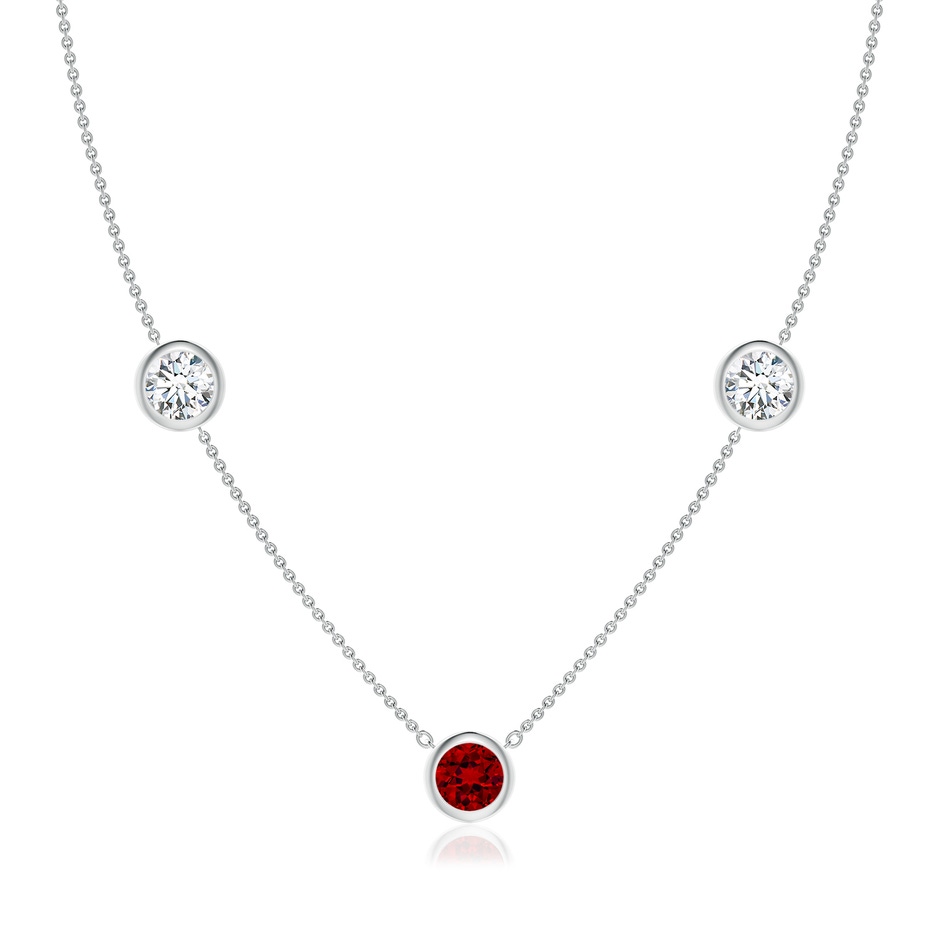 7mm Labgrown Lab-Grown Round Ruby and Diamond Station Necklace in P950 Platinum 