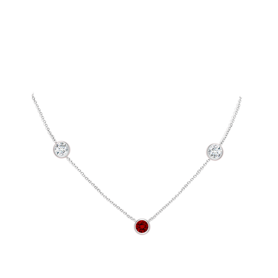 7mm Labgrown Lab-Grown Round Ruby and Diamond Station Necklace in P950 Platinum pen