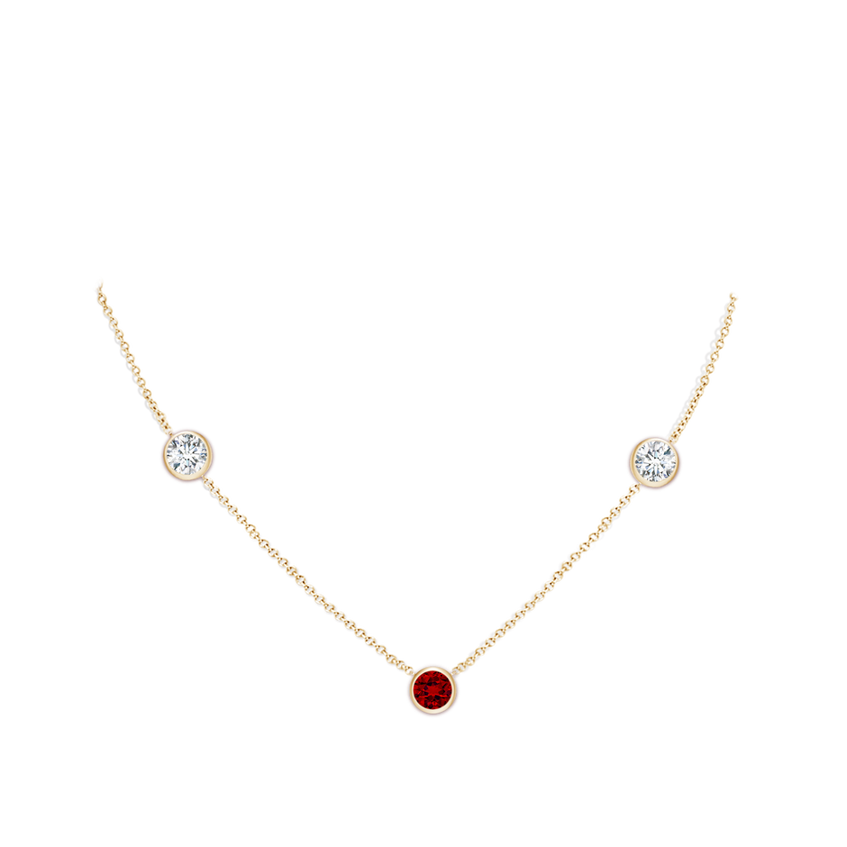 7mm Labgrown Lab-Grown Round Ruby and Diamond Station Necklace in Yellow Gold pen