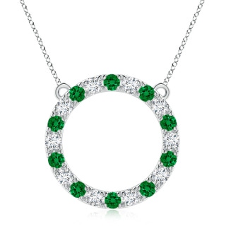 3.5mm Labgrown Lab-Grown Emerald and Diamond Open Circle Eternity Pendant in P950 Platinum