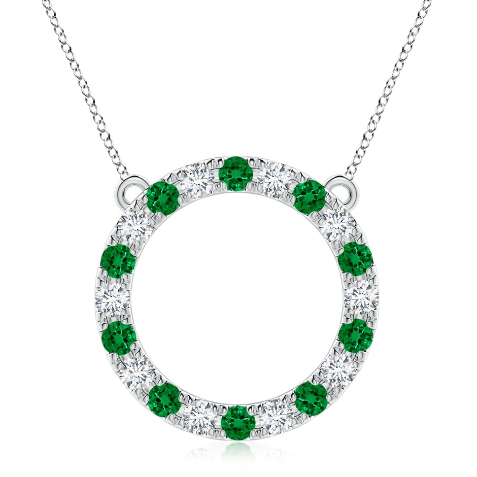 3.5mm Labgrown Lab-Grown Emerald and Diamond Open Circle Eternity Pendant in P950 Platinum 