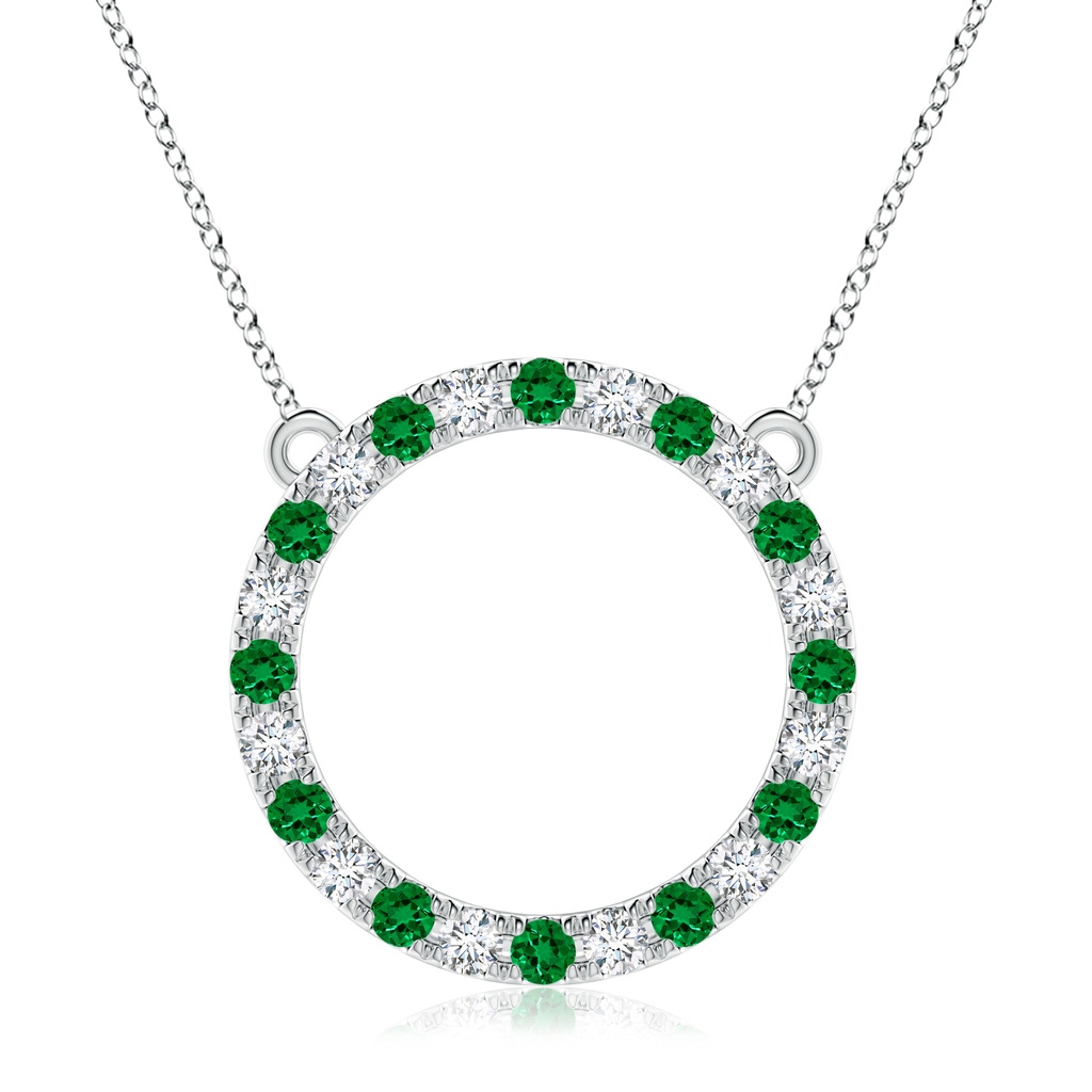 3mm Labgrown Lab-Grown Emerald and Diamond Open Circle Eternity Pendant in P950 Platinum