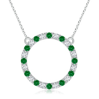 3mm Labgrown Lab-Grown Emerald and Diamond Open Circle Eternity Pendant in White Gold