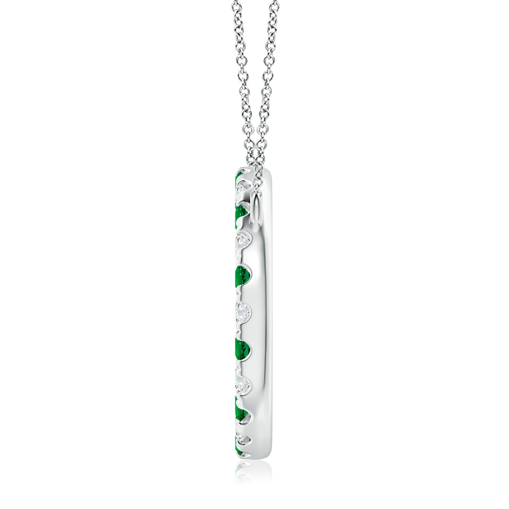 3mm Labgrown Lab-Grown Emerald and Diamond Open Circle Eternity Pendant in White Gold Side 199