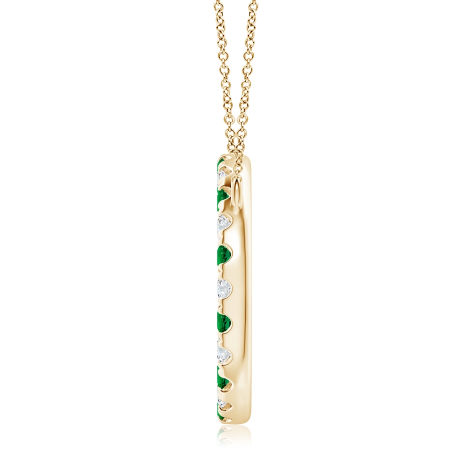 3mm Labgrown Lab-Grown Emerald and Diamond Open Circle Eternity Pendant in Yellow Gold side 199