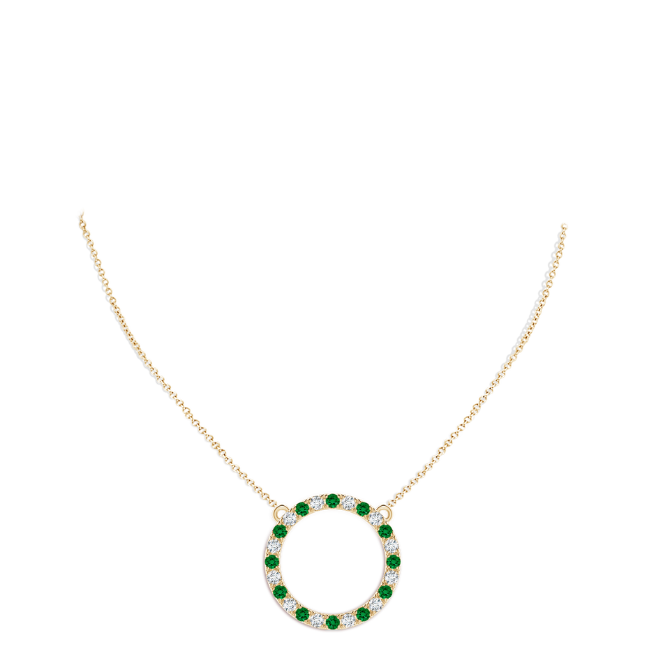 3mm Labgrown Lab-Grown Emerald and Diamond Open Circle Eternity Pendant in Yellow Gold pen