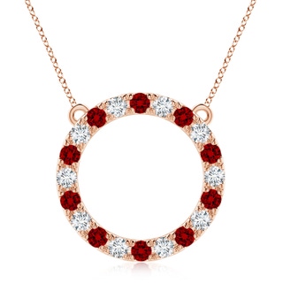 3.5mm Labgrown Lab-Grown Ruby and Diamond Open Circle Eternity Pendant in 10K Rose Gold