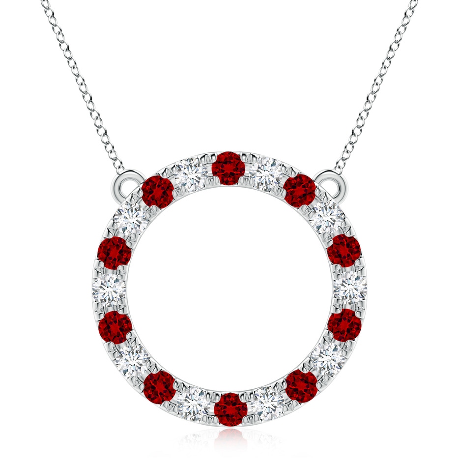 3.5mm Labgrown Lab-Grown Ruby and Diamond Open Circle Eternity Pendant in P950 Platinum 