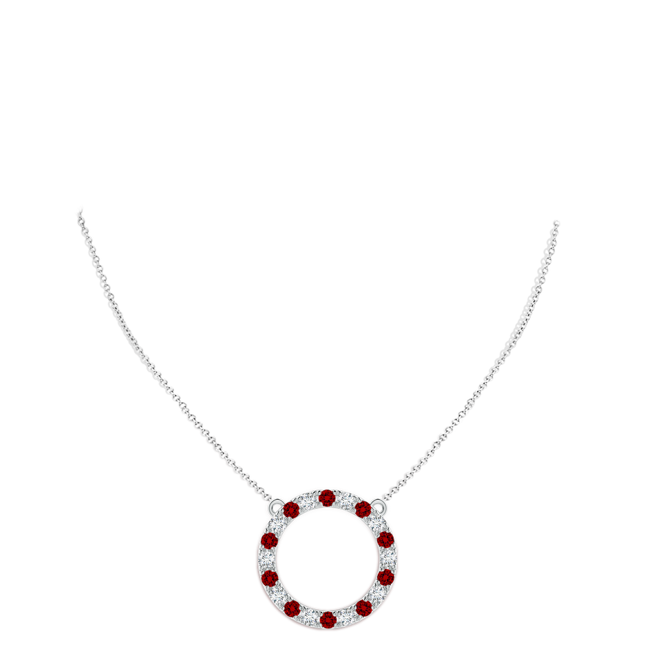 3.5mm Labgrown Lab-Grown Ruby and Diamond Open Circle Eternity Pendant in P950 Platinum pen