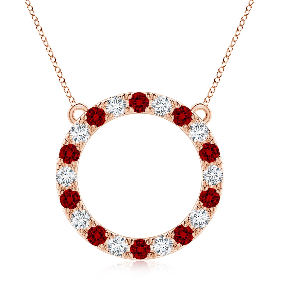 3.5mm Labgrown Lab-Grown Ruby and Diamond Open Circle Eternity Pendant in Rose Gold 