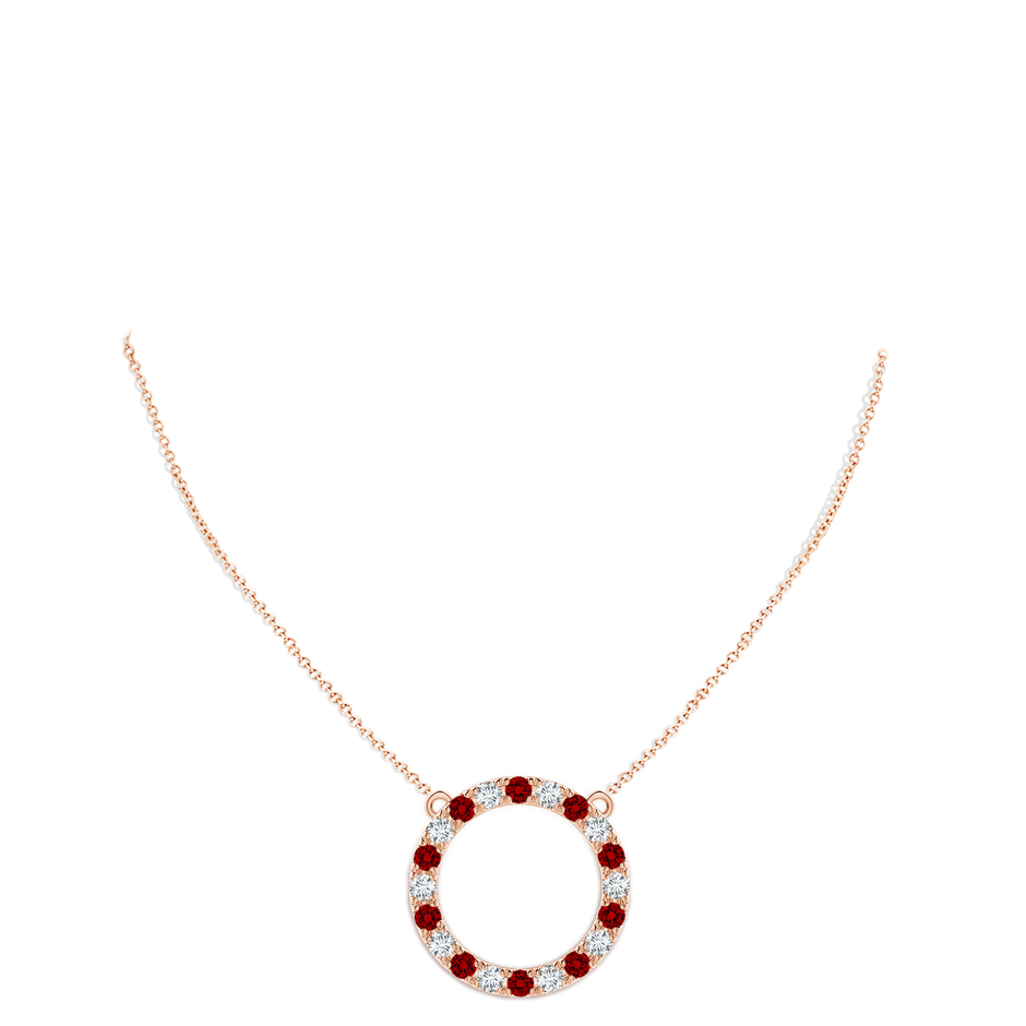 3.5mm Labgrown Lab-Grown Ruby and Diamond Open Circle Eternity Pendant in Rose Gold pen