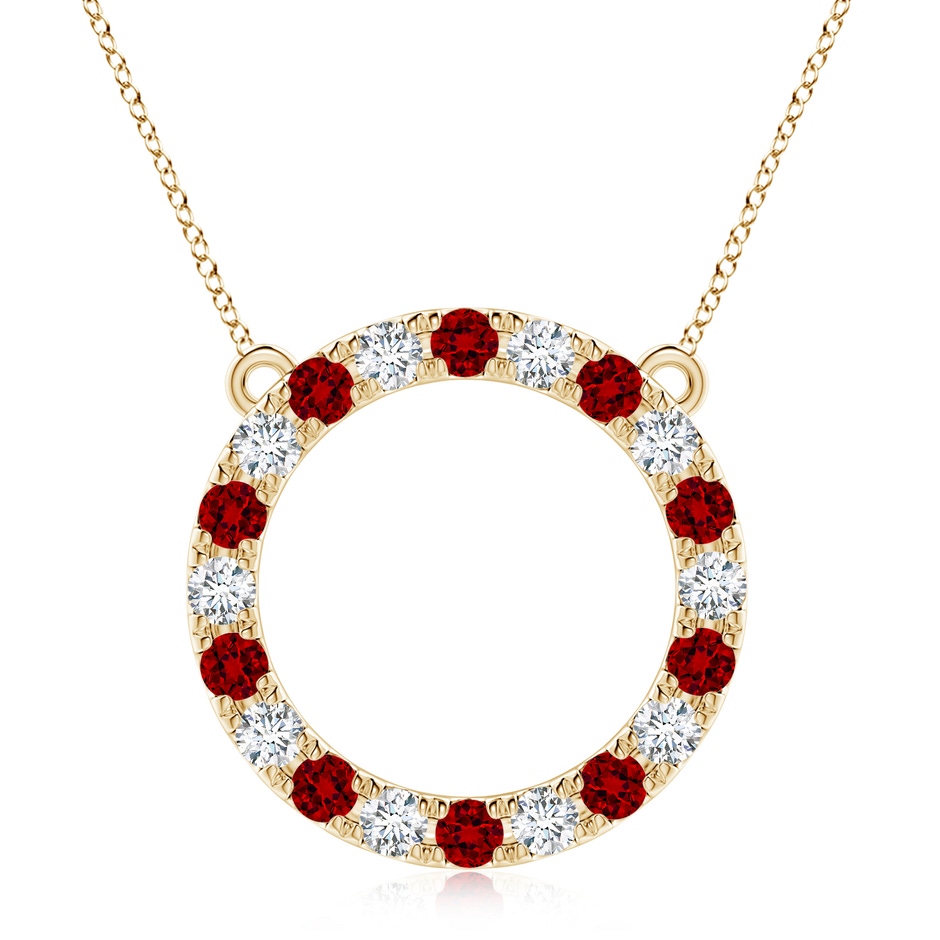 3.5mm Labgrown Lab-Grown Ruby and Diamond Open Circle Eternity Pendant in Yellow Gold 