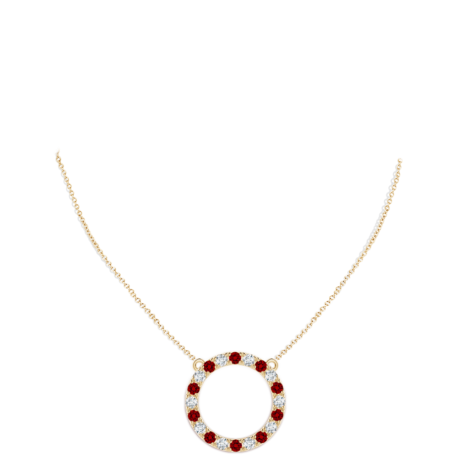3.5mm Labgrown Lab-Grown Ruby and Diamond Open Circle Eternity Pendant in Yellow Gold pen