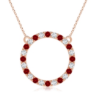 3mm Labgrown Lab-Grown Ruby and Diamond Open Circle Eternity Pendant in 10K Rose Gold