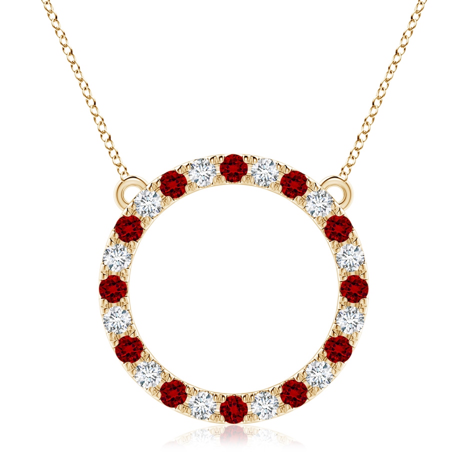 3mm Labgrown Lab-Grown Ruby and Diamond Open Circle Eternity Pendant in 18K Yellow Gold 