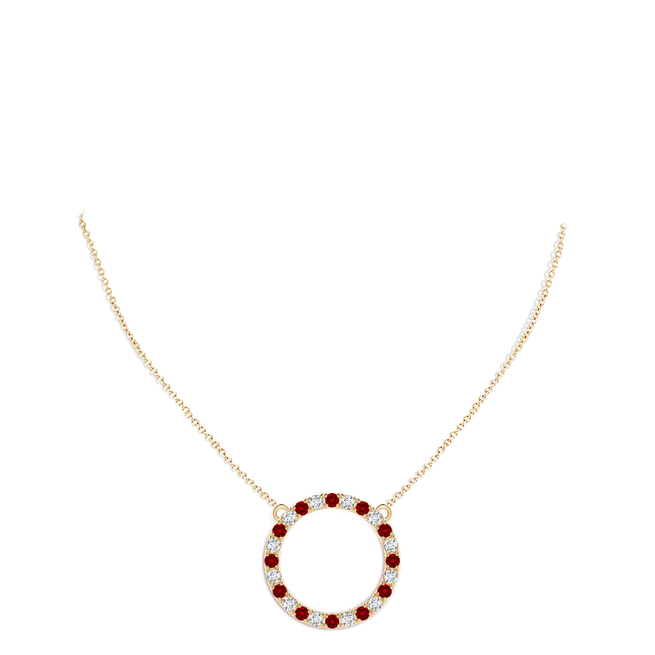 3mm Labgrown Lab-Grown Ruby and Diamond Open Circle Eternity Pendant in 18K Yellow Gold pen