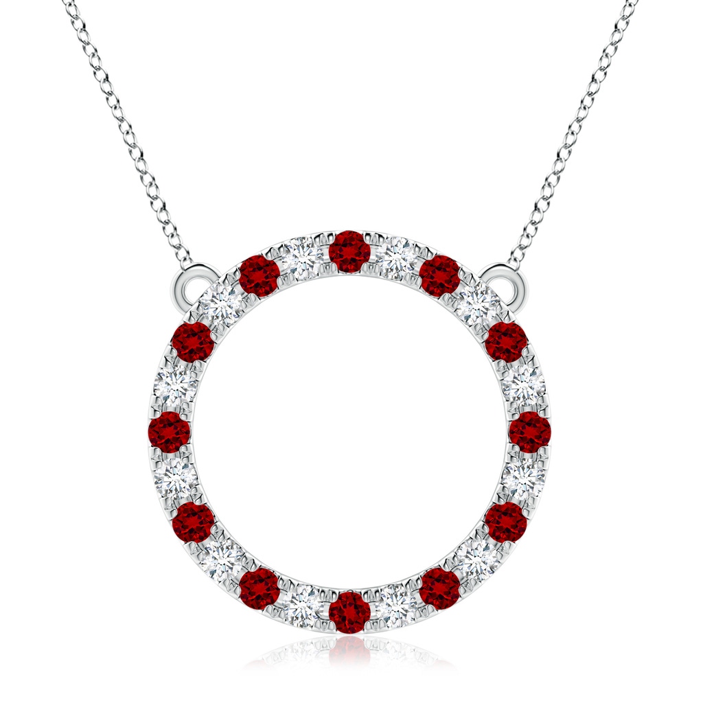 3mm Labgrown Lab-Grown Ruby and Diamond Open Circle Eternity Pendant in P950 Platinum