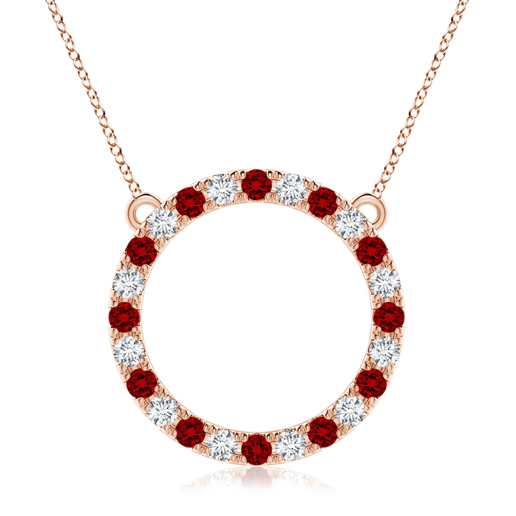 3mm Labgrown Lab-Grown Ruby and Diamond Open Circle Eternity Pendant in Rose Gold