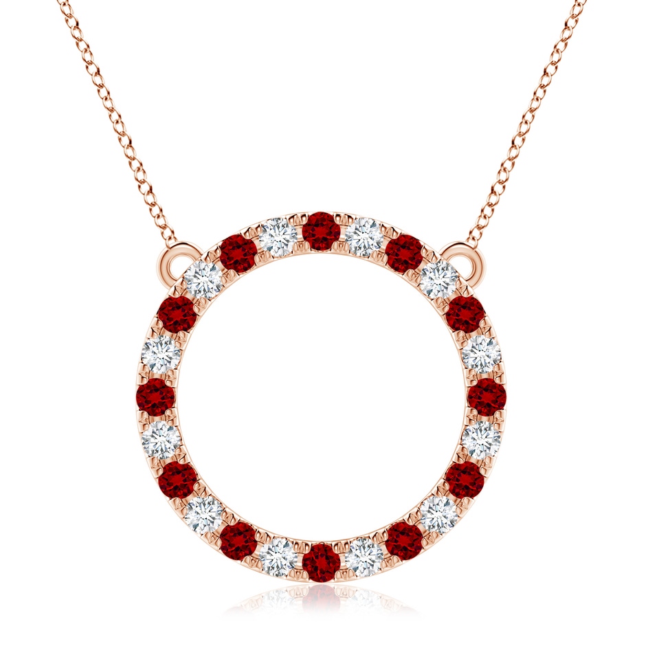 3mm Labgrown Lab-Grown Ruby and Diamond Open Circle Eternity Pendant in Rose Gold 