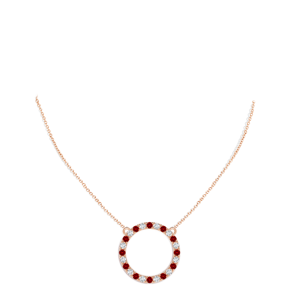 3mm Labgrown Lab-Grown Ruby and Diamond Open Circle Eternity Pendant in Rose Gold pen