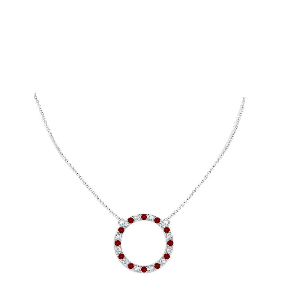 3mm Labgrown Lab-Grown Ruby and Diamond Open Circle Eternity Pendant in White Gold pen