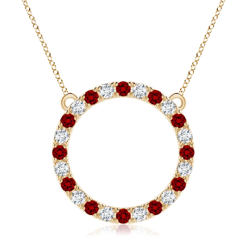 3mm Labgrown Lab-Grown Ruby and Diamond Open Circle Eternity Pendant in Yellow Gold