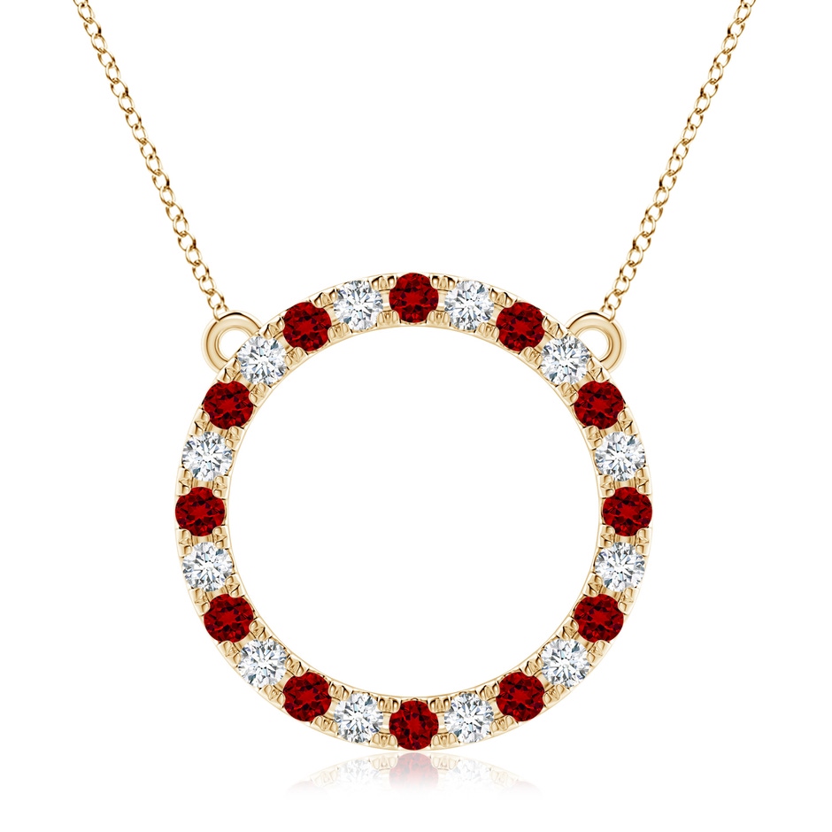 3mm Labgrown Lab-Grown Ruby and Diamond Open Circle Eternity Pendant in Yellow Gold 