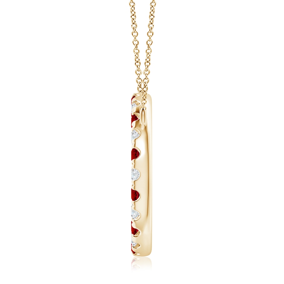 3mm Labgrown Lab-Grown Ruby and Diamond Open Circle Eternity Pendant in Yellow Gold Side 199