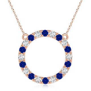 3.5mm Labgrown Lab-Grown Blue Sapphire and Diamond Open Circle Eternity Pendant in Rose Gold
